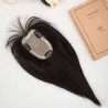 Luna Silk Mini Human Hair Topper with Bangs 10 Inch - Natural Black