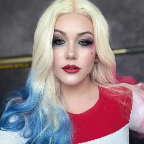 Harley Quinn Inspired Blue and Pink Long Wavy Wig | Synthetic Lace Front