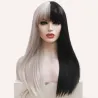 Cruella | Synthetic Wig with Bangs Half Black Half White